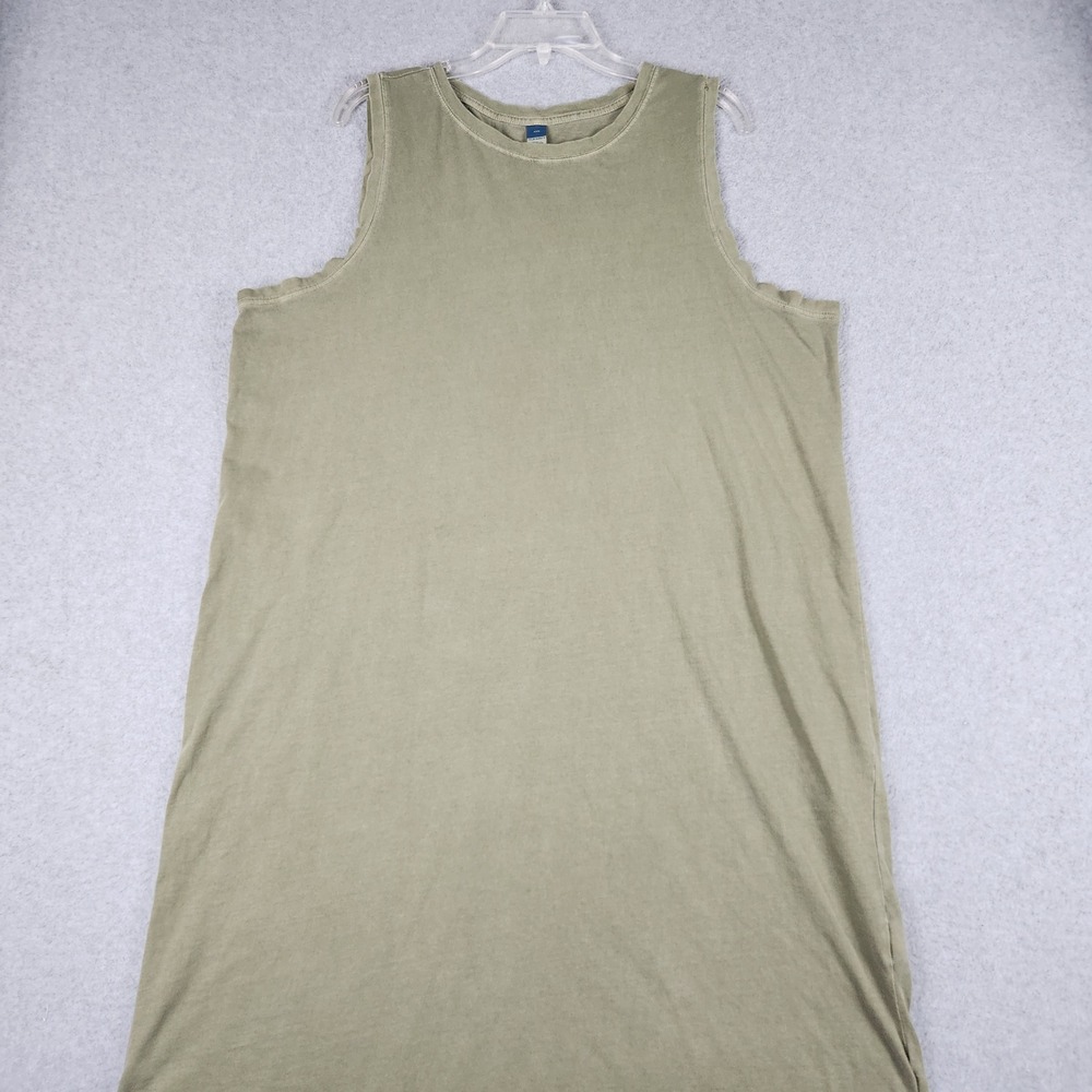 Old Navy T-Shirt Dress Women XXL Green Cotton Mineral Wash Sleeveless Side Slit